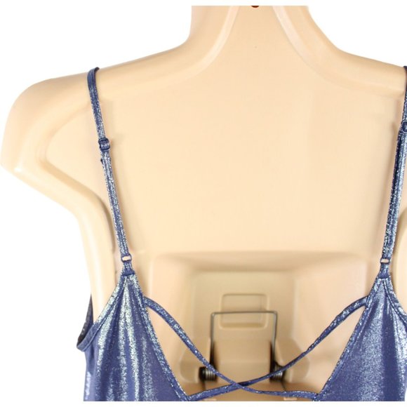 Victoria's Secret Camisole Small Metallic Blue with Sheer Trim Adjustable CA305 - Picture 6 of 9